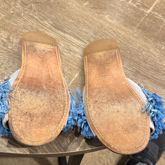Miu Miu Light Blue Fringe Embellished Sandals - Picture 3 of 3